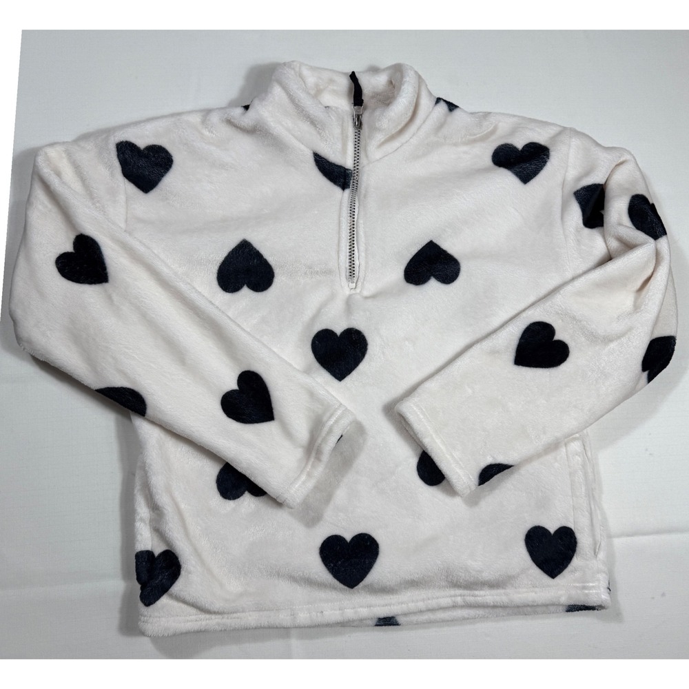 Super soft Kensie‎ Girl Kids Pullover Fleece Hearts Print Quarter Zip Sweater XL